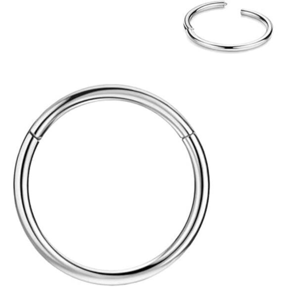 316L Surgical Steel Hinged Nose Ring Hoop for Men & Women – Septum & Cartilage - Picture 7 of 7